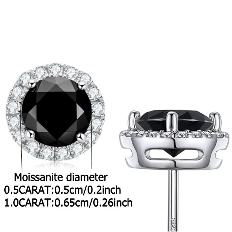 Lucy Earring
925 Sterling Silver 0.5-1 Carat Moissanite Black Round Bag