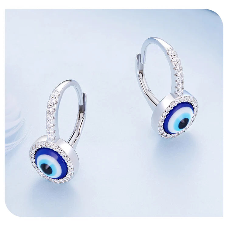 Evil blue eye
 925 Sterling Silver  Earrings