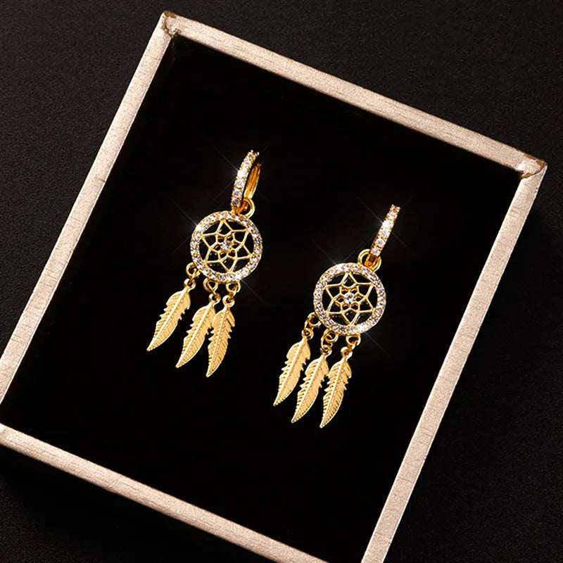 FEATHER EARRING
14k Real Gold Feather Drop Earrings
for Women