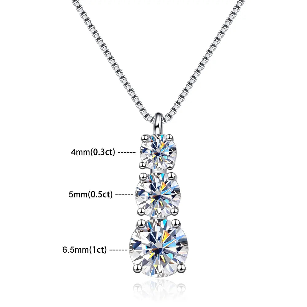 GABY NECKLACE
 D VVS1 Moissanite Diamond - with GRA 925 Sterling Sliver Plated 18k White Gold Necklace