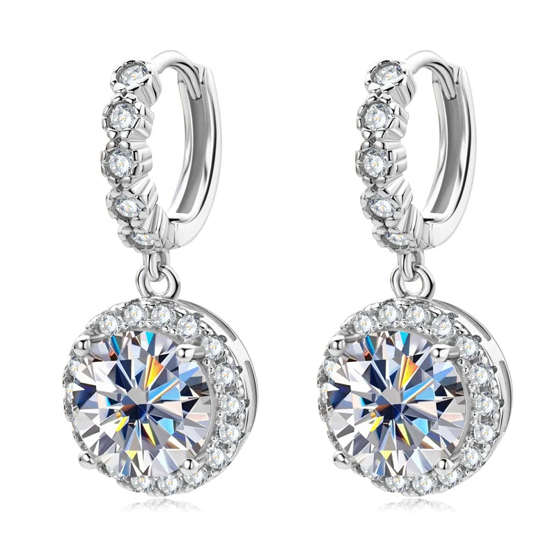 Reveka EARRING
Original 100% 925 Sterling Silver Drop Earrings with Gra Certified 3carat Moissanite Diamond Hoop Earrings for Women Jewelry