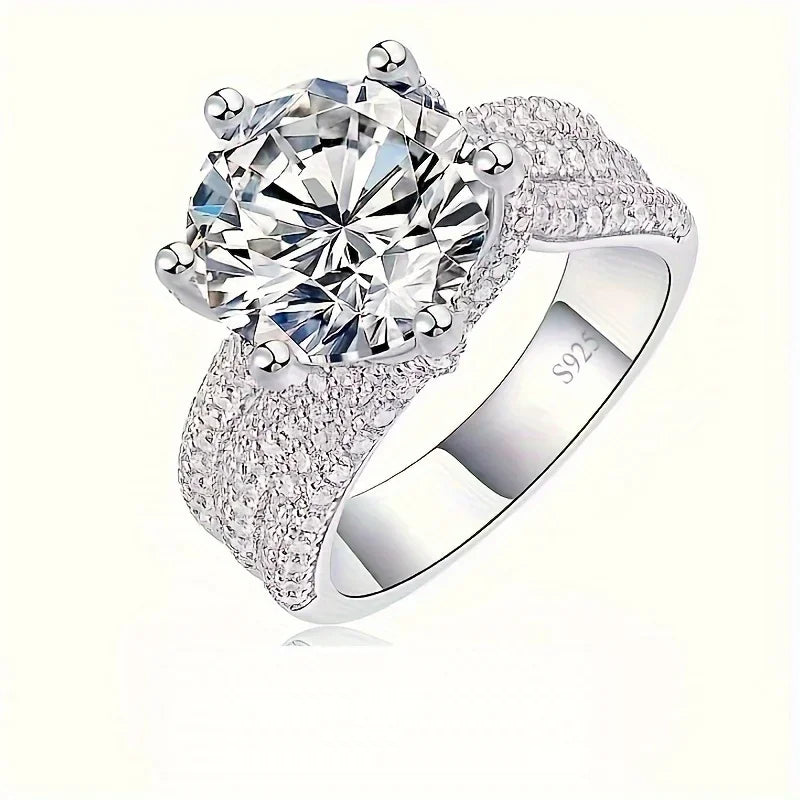 HILARY RING                                                                                                                                         925 Sterling Silver 3/5ct Moissanite Ring, Luxurious 6 Prong Ring,