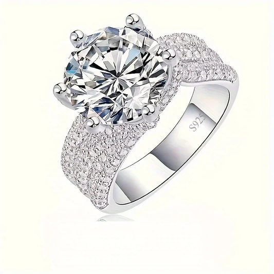 HILARY RING        925 Sterling Silver 3/5ct Moissanite Ring, Luxurious 6 Prong Ring,