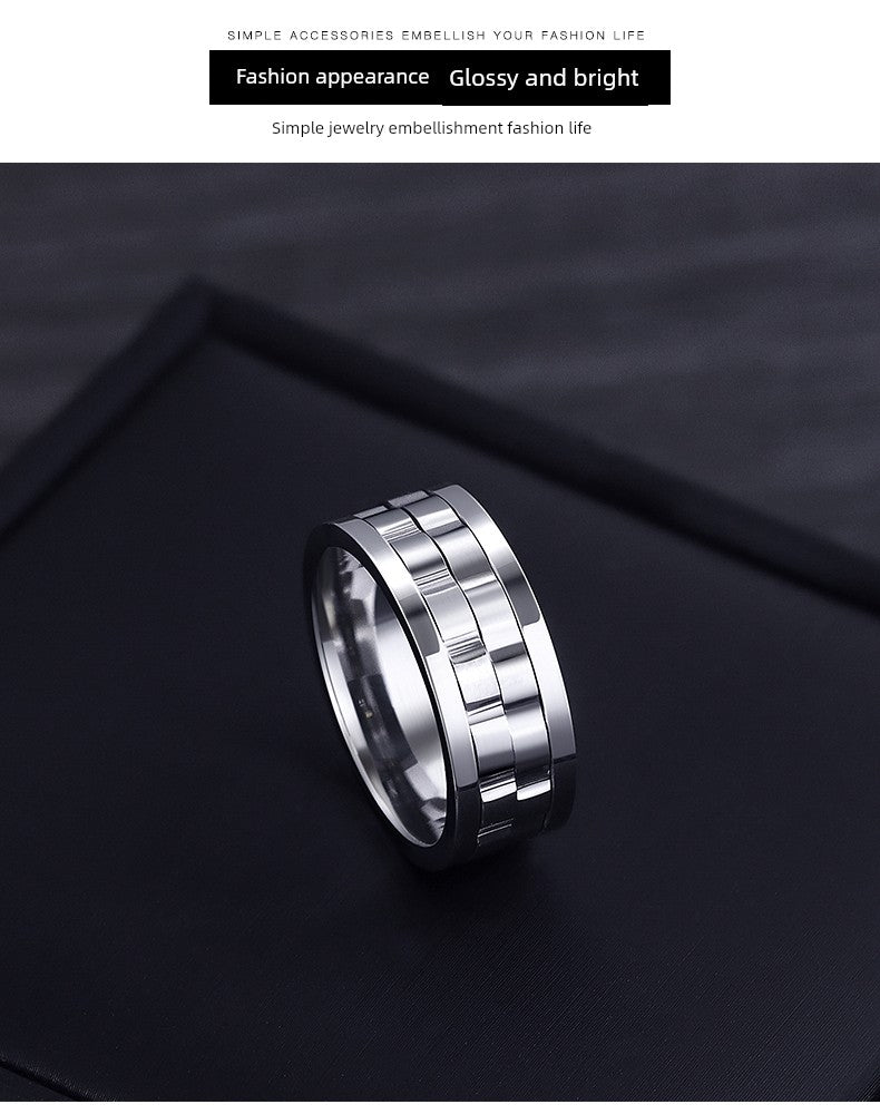 Titanium Steel Rotatable Single Fashion Brand Men's Ring