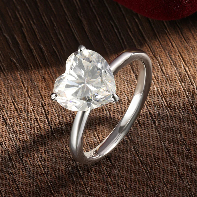 RING
- 10x10mm 4ct Heart Moissanite Ring with Certificate Original s925 Silver plated 18k Rings for Women