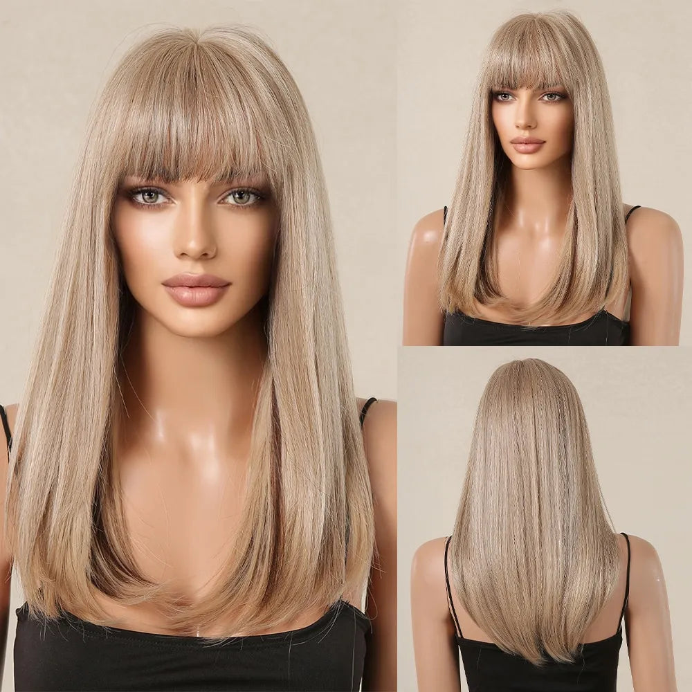 WIG
Blonde with Brown Highlight Long Straight Synthetic