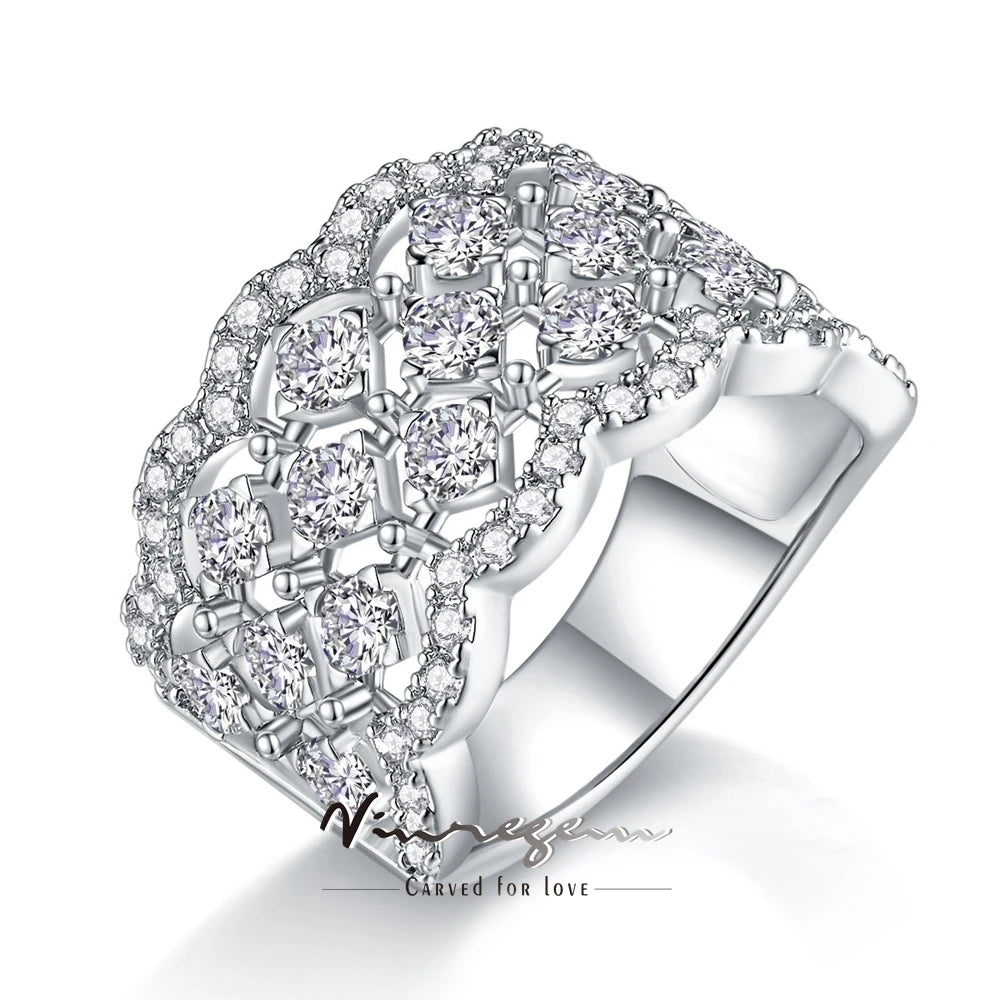 RING-   100%925 STERLLING SILVER
 3EX VVS1 D Color Sparkling Real Moissanite Full Diamond Ring