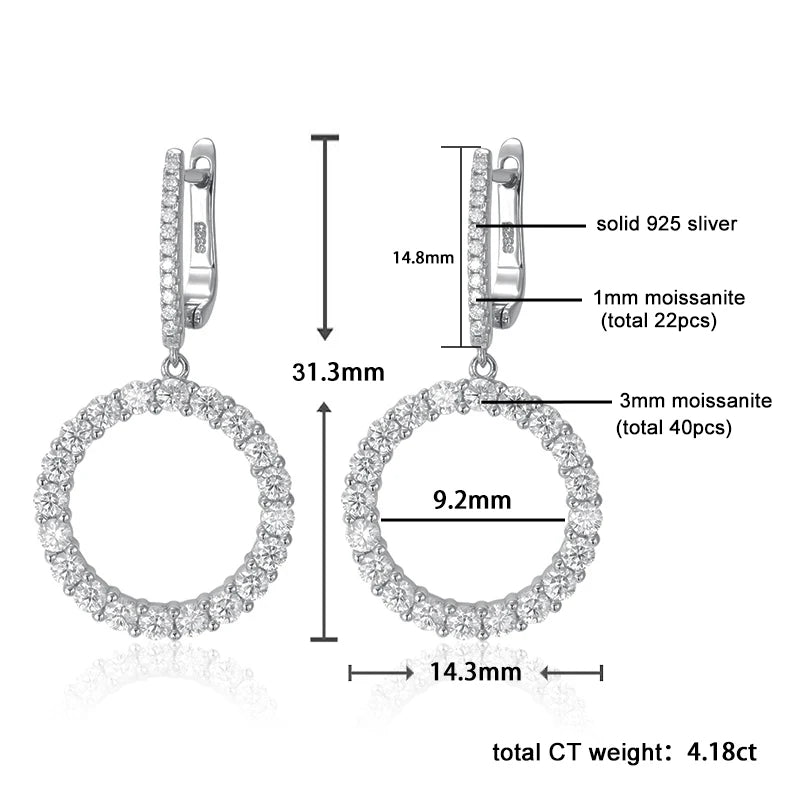 EARRING—
- D VVS1 Full Moissanite Pandent Earrings for Women 
 with GRA S925 Sterling Sliver Earring