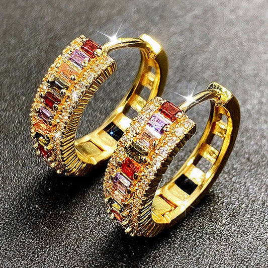 Colorful Exquisite Zircon Earrings
 14k Plated Gold Plated