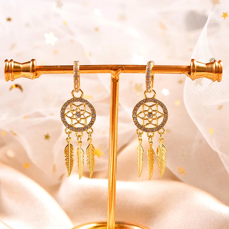 FEATHER EARRING
14k Real Gold Feather Drop Earrings
for Women