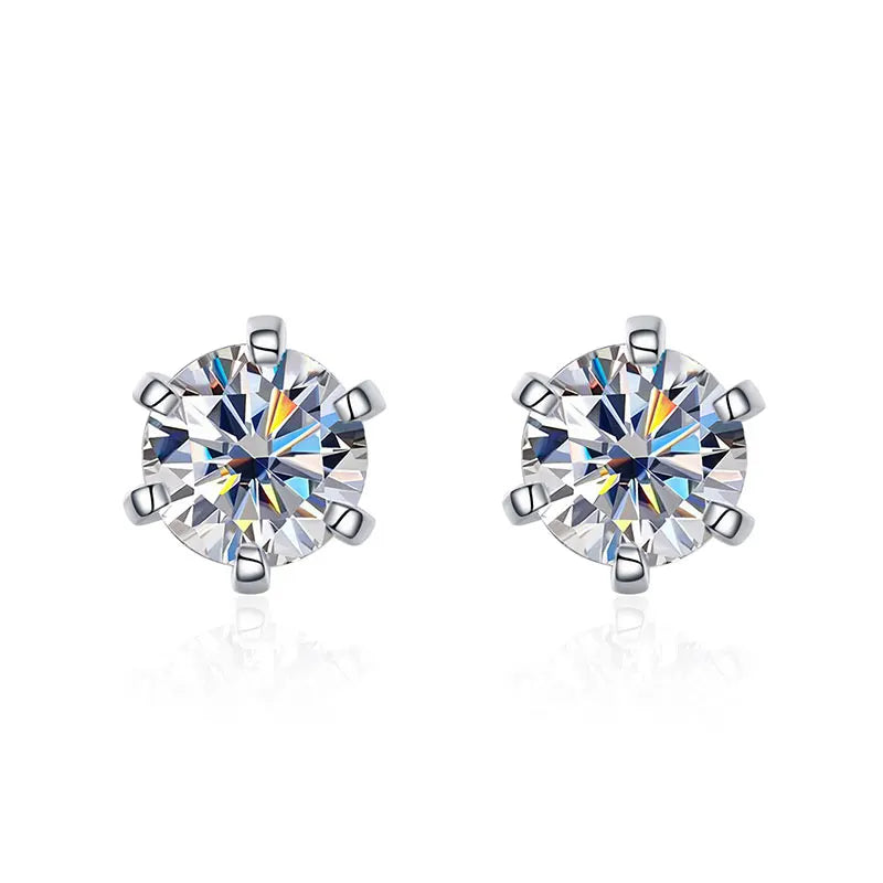 STAR EARRING
 1ct Moissanite  with GRA s925 Sterling Sliver Plated 18k White Gold Stud Earring