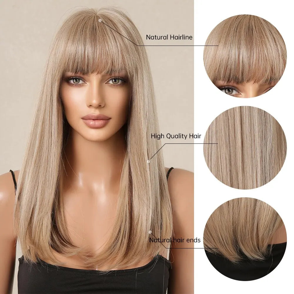 WIG
Blonde with Brown Highlight Long Straight Synthetic