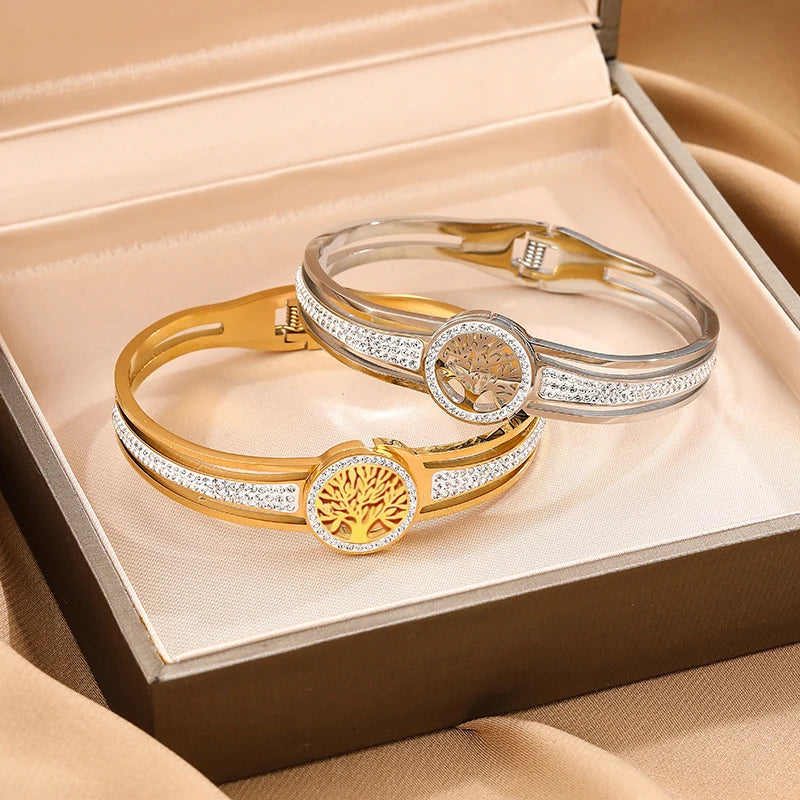 YELLOW ROSE RING
Stainless Steel Bangle Tree Of Life With Stone Wristband Gold Color And Silver Color