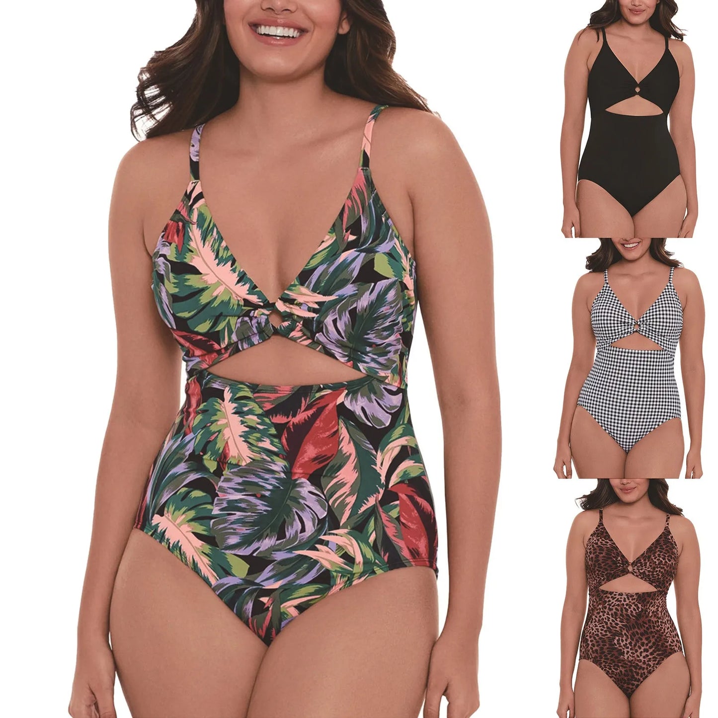 2024 Women New Swimsuit One Piece Plus Size Push Up Swimwear Large Big Plussize Swimming Suits Beachwear Bathing Suits