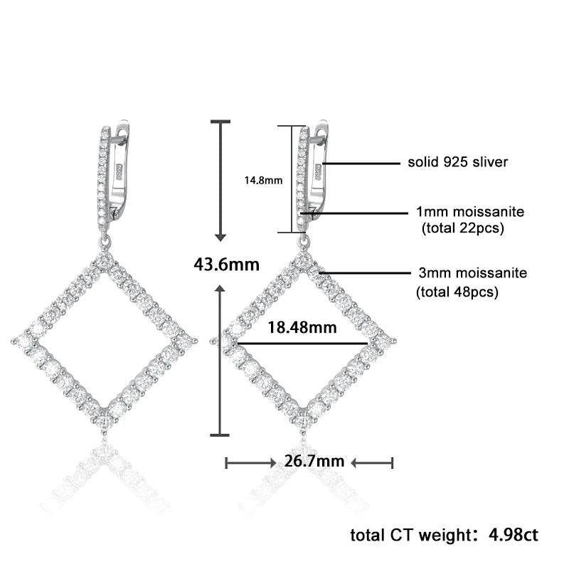 EARRING—
- D VVS1 Full Moissanite Pandent Earrings for Women 
 with GRA S925 Sterling Sliver Earring