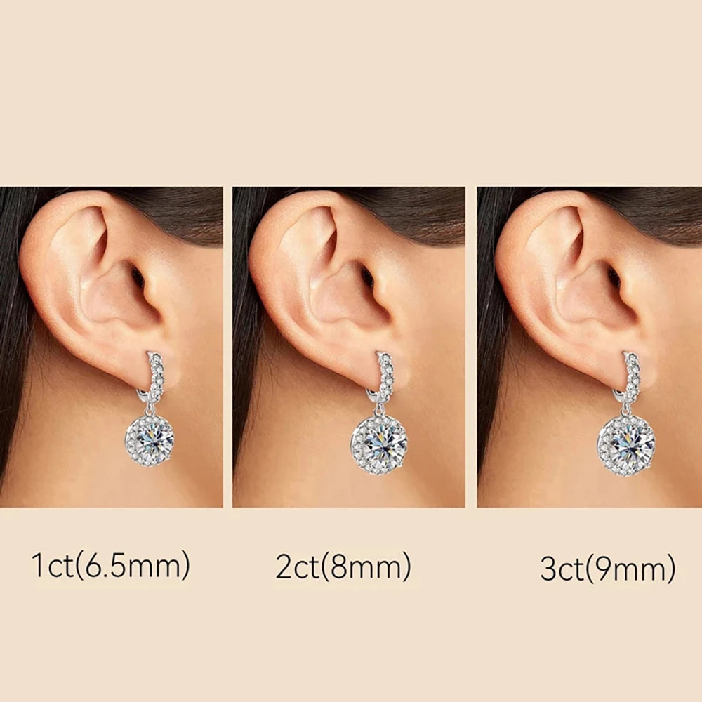 Reveka EARRING
Original 100% 925 Sterling Silver Drop Earrings with Gra Certified 3carat Moissanite Diamond Hoop Earrings for Women Jewelry