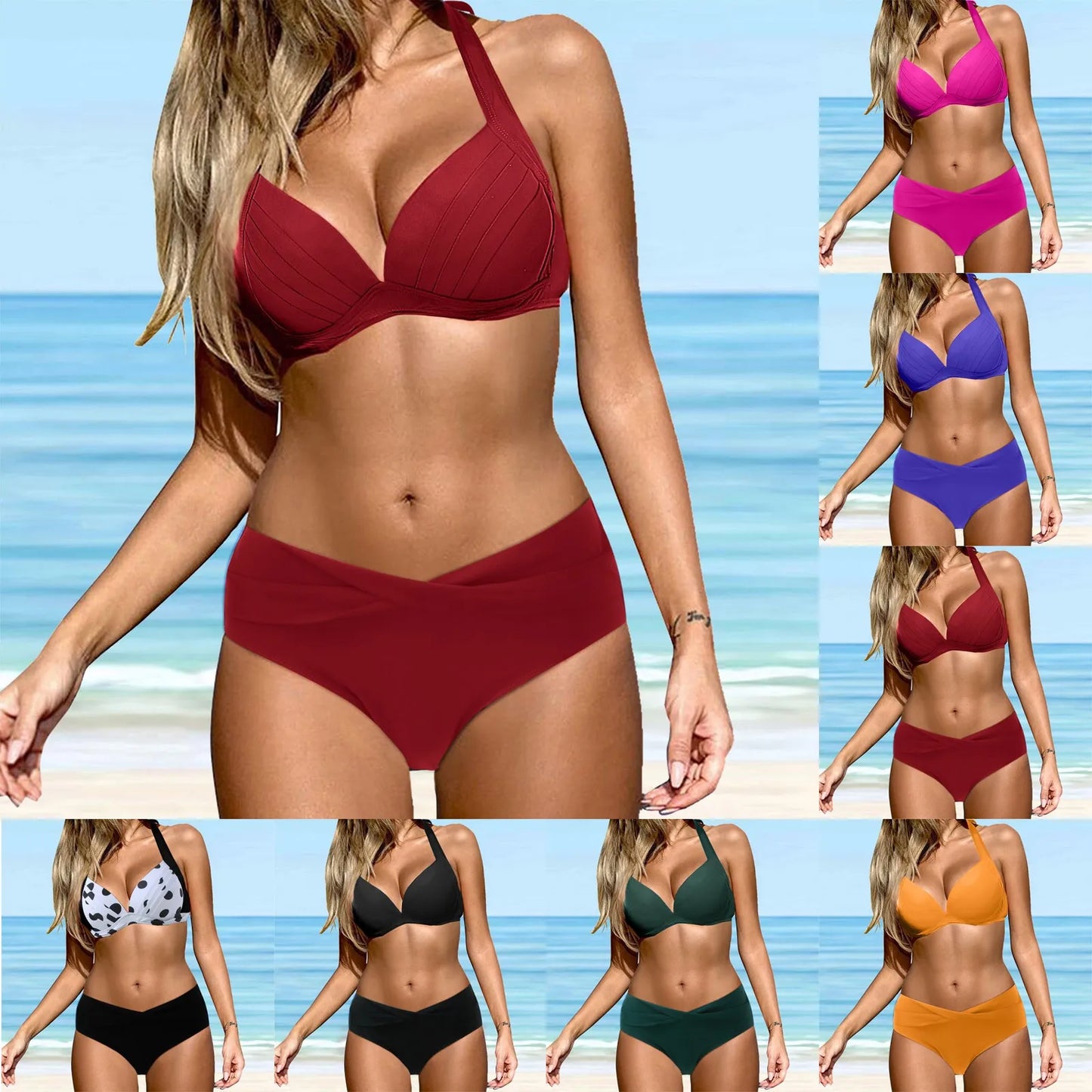 New Sexy Bikini Women Swimwear Push Up Bikini Set Female Swimsuit Padded Bathing Suit Two Piece Swimsuit Large Size 수영복