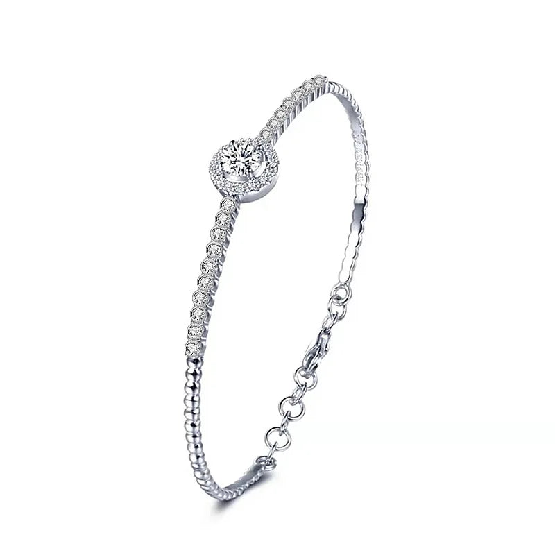 BRACELET
925 Sterling Silver 0.5 Carat Moissanite Round Bracelet High-End Simple Niche Design Sense Ladies Mother Souvenir