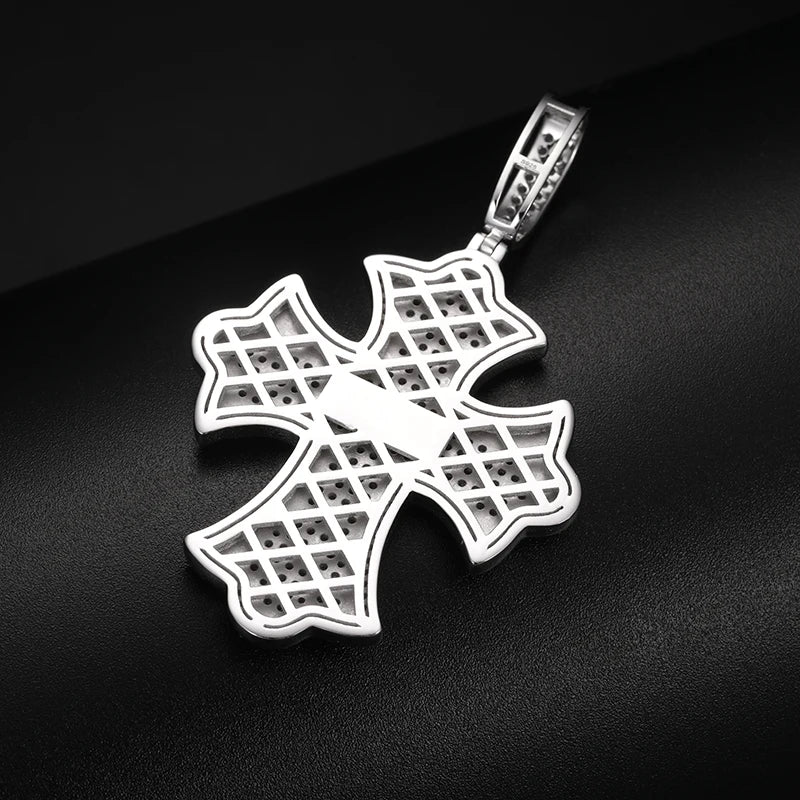 Unisex S925 Cross Pendant Necklace Iced Out Moissanite Gold Silver Color Charm Hip Hop Fine Jewelry