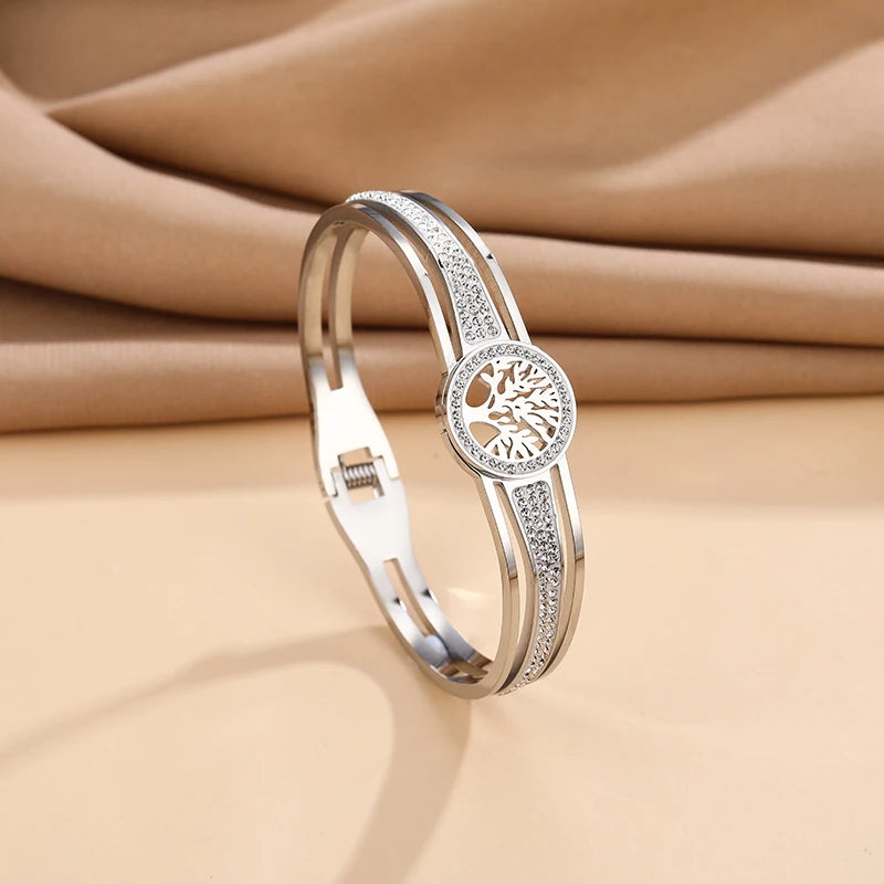 YELLOW ROSE RING
Stainless Steel Bangle Tree Of Life With Stone Wristband Gold Color And Silver Color