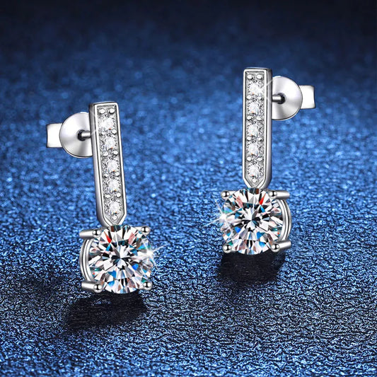 Earring
 1ct D Color Moissanite Pendant Earrings for Women 
Pass Diamond Tester with 
S925 Sliver Wedding Engagement Earring