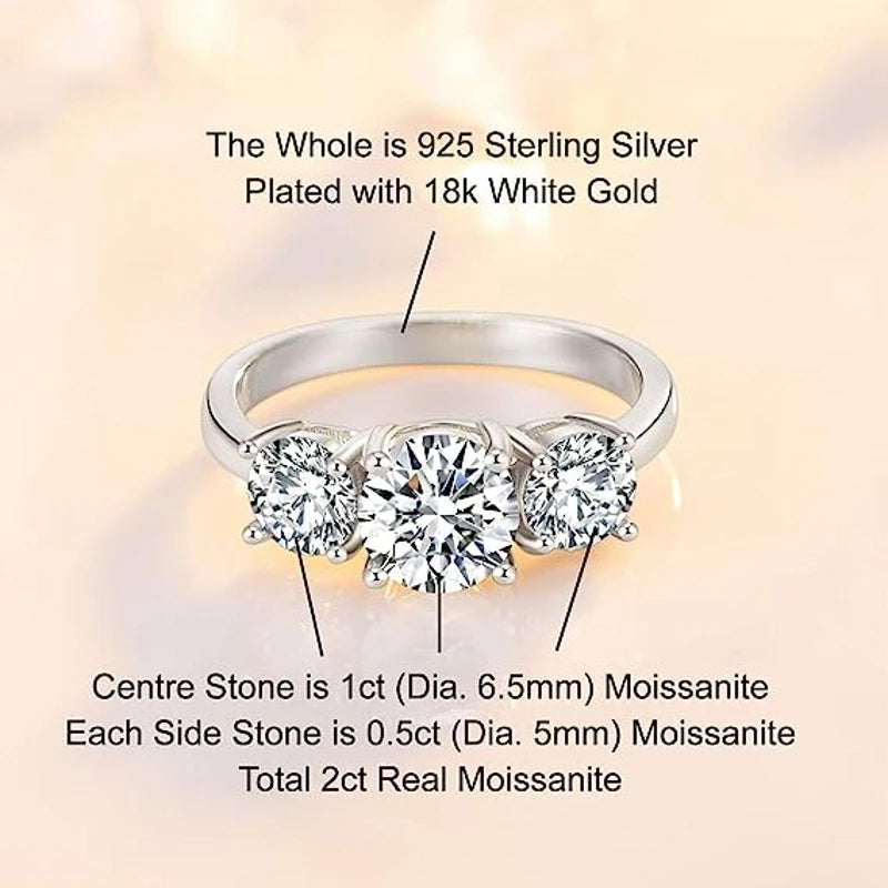 Adora RING
925 Sterling Silver 2/4 Carat Moissanite 3-Row Ring,