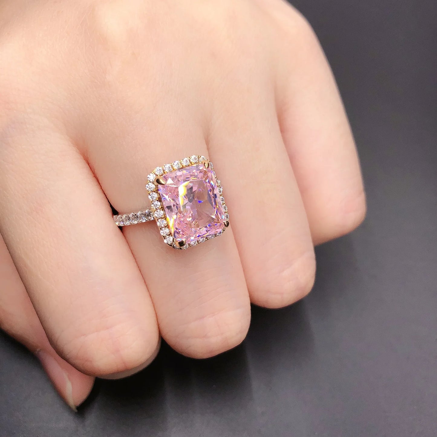 RING
Solid 14K White Gold AU585 Platinum PT950 5 Carat Pink Diamond Ring Pink