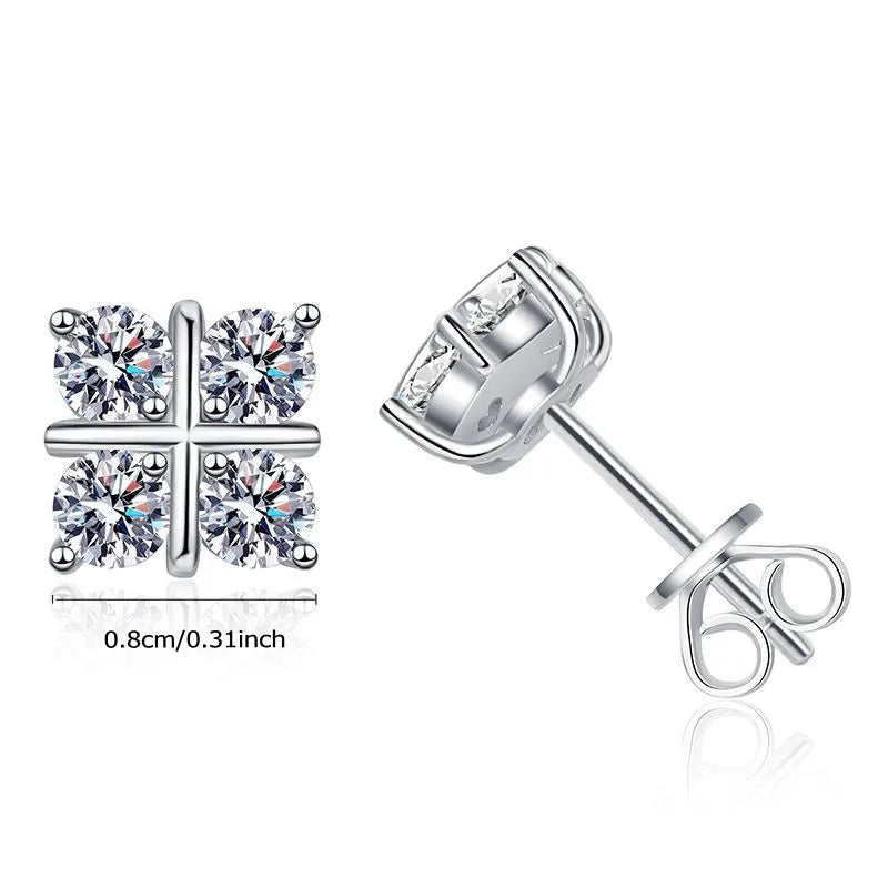 Elena Earring
925 Sterling Silver 0.8 Carat *2 Moissanite Diamond 8 Earrings Classic Fashion Design