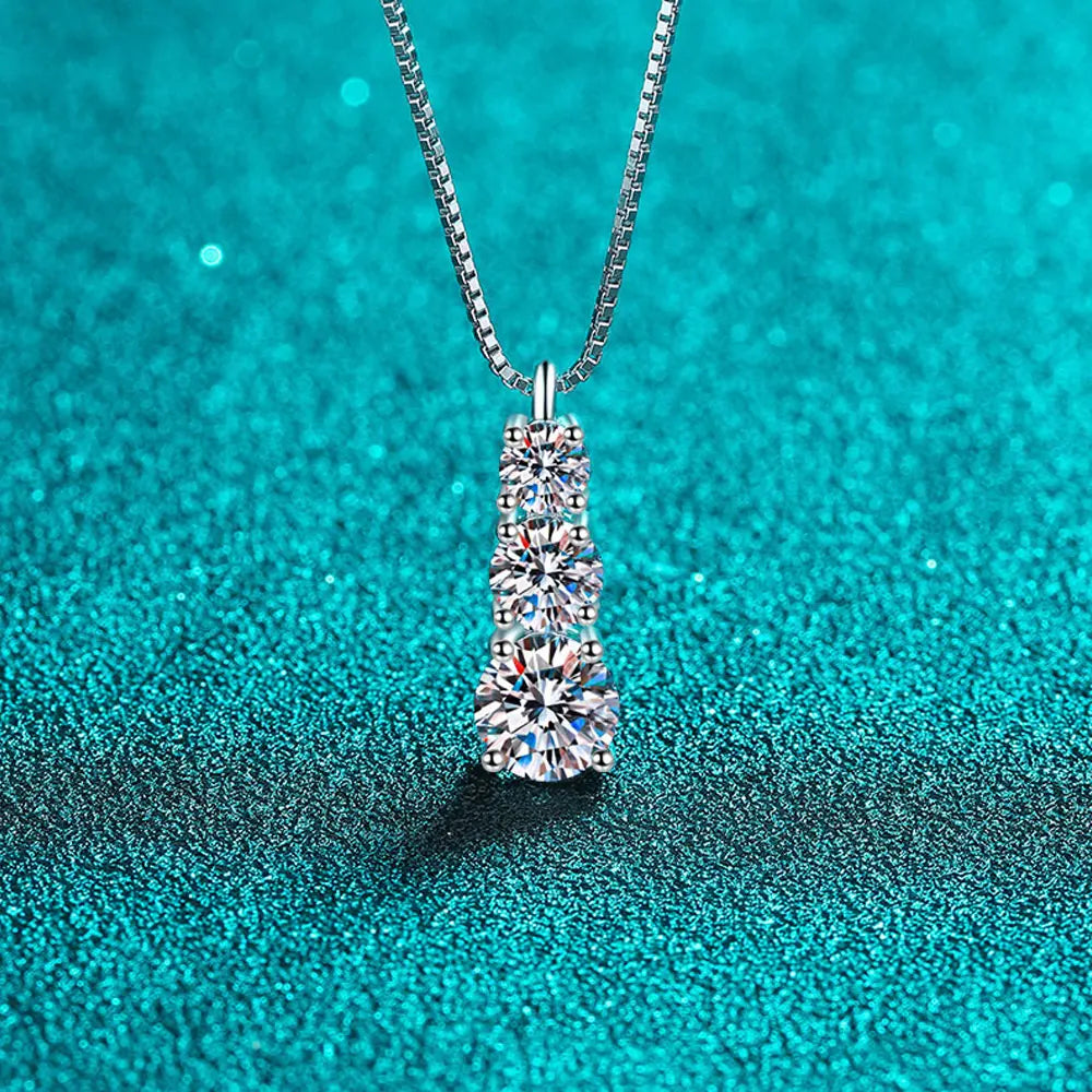 GABY NECKLACE
 D VVS1 Moissanite Diamond - with GRA 925 Sterling Sliver Plated 18k White Gold Necklace