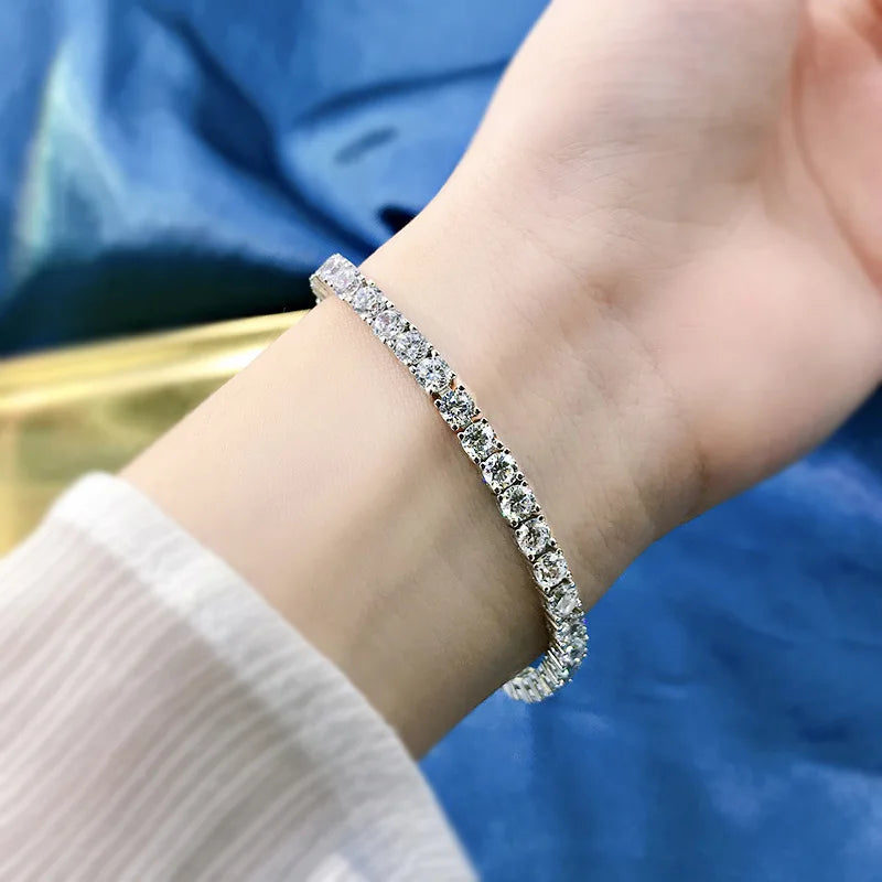 BRACELET
3mm 4mm MoissaniteTennis Bracelets for Women 925 Sterling Silver
Full Diamond with White Gold Plated Wedding Fine Jewelry