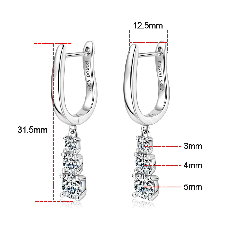 EARRING
-D VVS1 Full Moissanite Pandent Earrings for Women  
S925 Sterling Sliver Earring