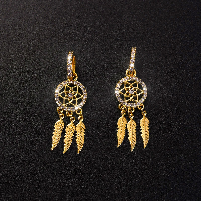 FEATHER EARRING
14k Real Gold Feather Drop Earrings
for Women