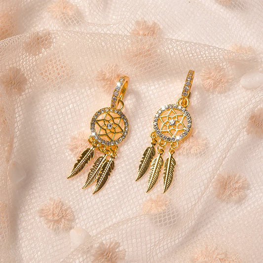 FEATHER EARRING
14k Real Gold Feather Drop Earrings
for Women