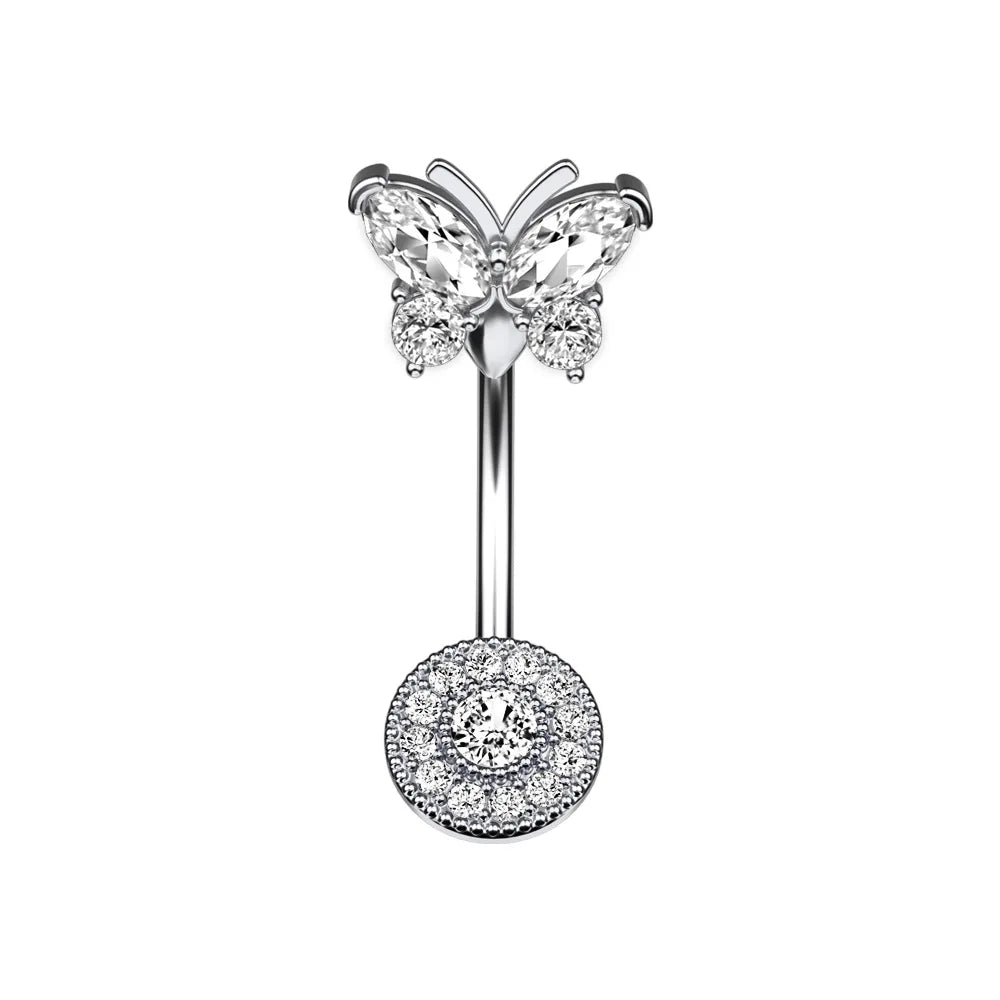 1PCS S. Steel CZ Belly Button  Jewelry Butterfly Belly Button Ring Sexy Navel Ring For Women