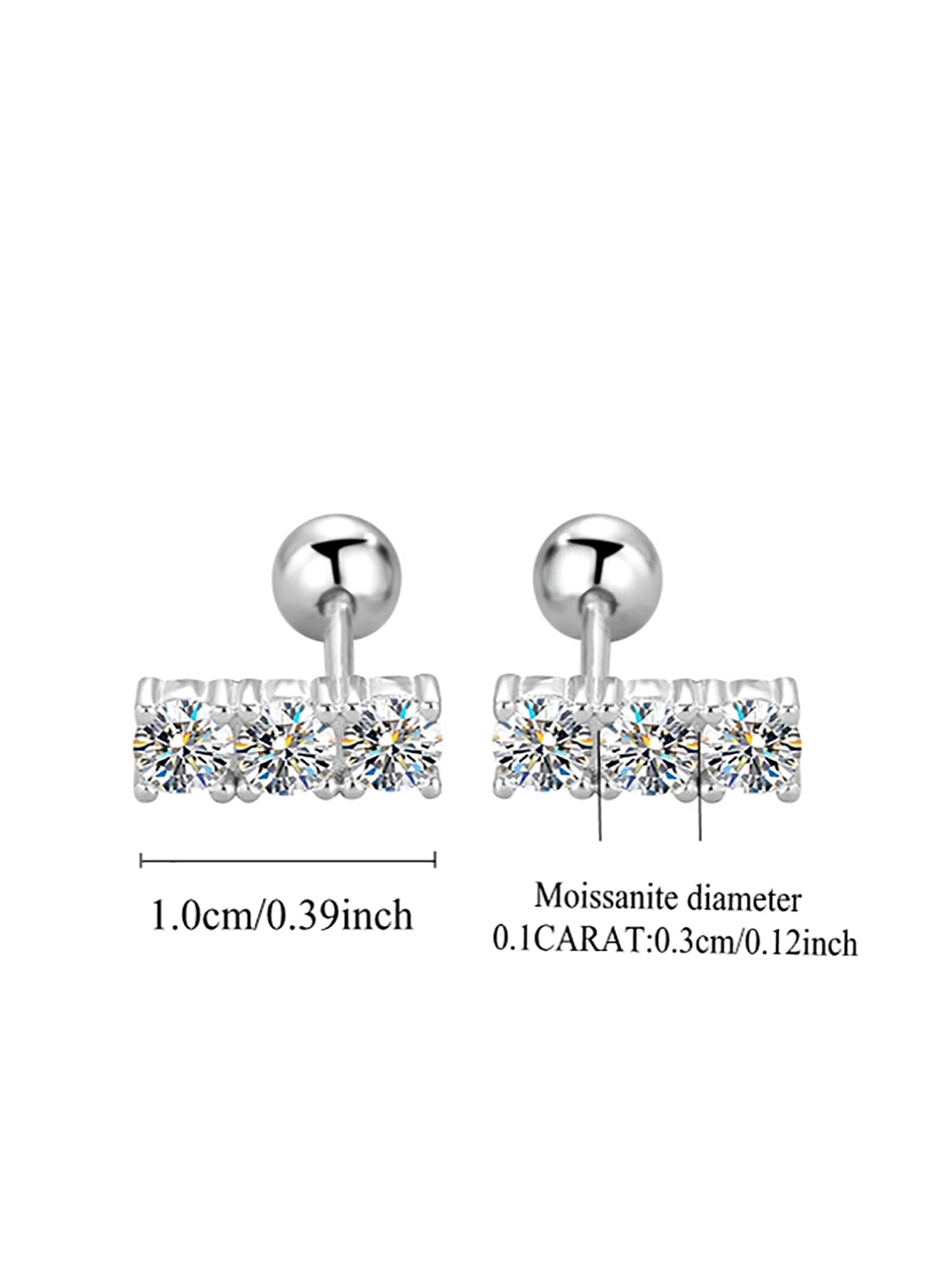 EARRING
925 Sterling Silver 0.3 Carat * 2 Moissanite Straight Row Earrings Fashion Trend Design Light Luxury Niche Senior Ladies