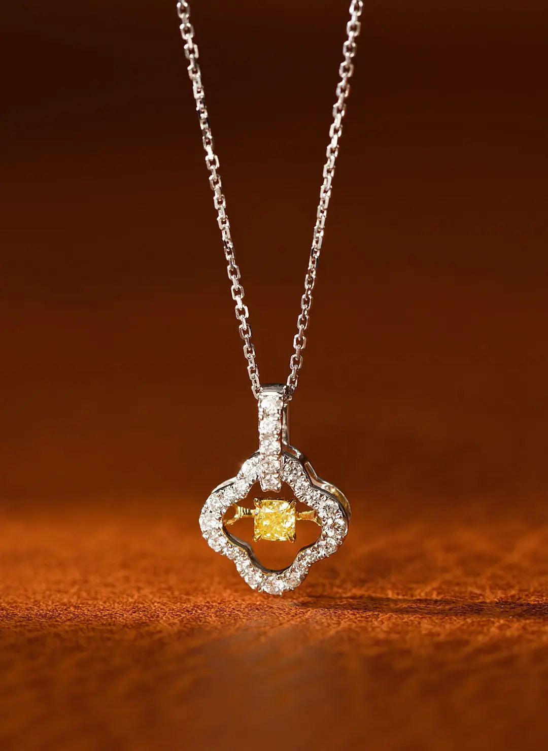 -NECKLACES- Pure 18K Gold Jewelry Solid G18K Natural Yellow Diamonds 0.133ct Pendant Gemstone