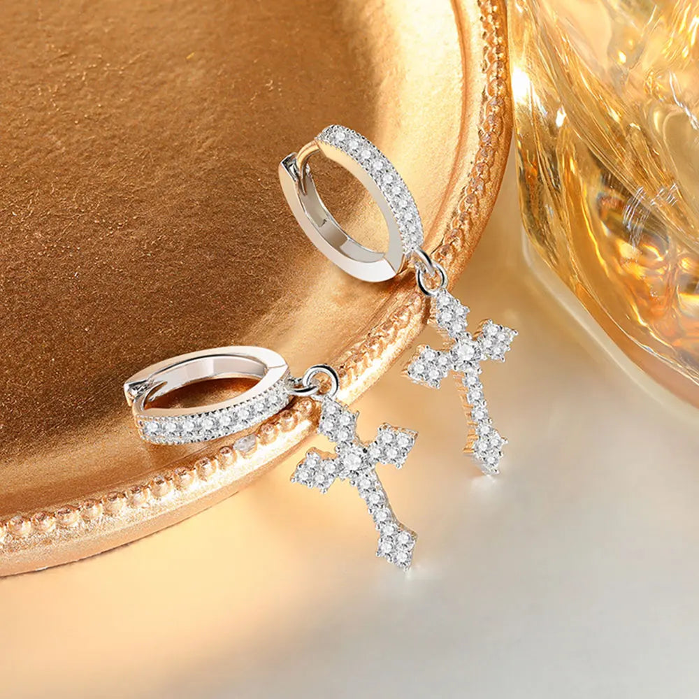 Cross Pendant Earrings
D VVS1 All Moissanite  Earrings for Women -Men