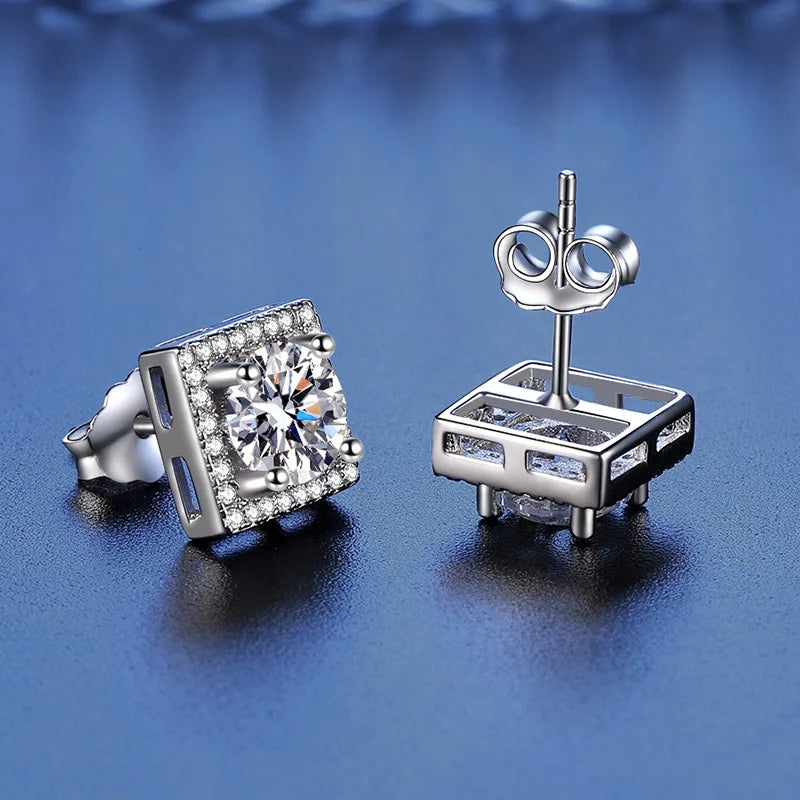 RAMONA EARRING
925 Sterling Silver 0.5/1 Carat Moissanite Square Earrings Men's and Women's