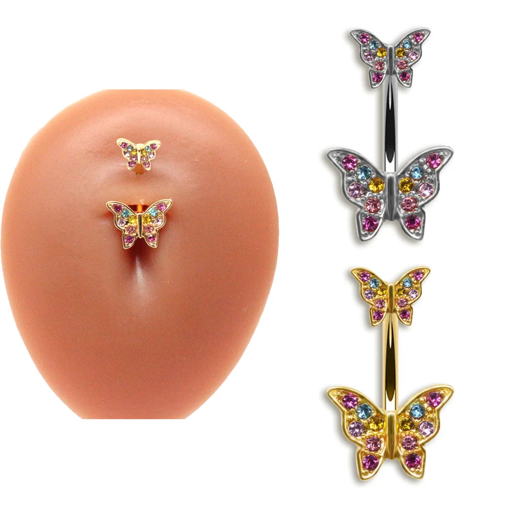 1PC Trendy Butterfly Pendant Belly Button Ring Sexy Body Piercing Bars Piercings Navel Piercing Gothic Jewelry Wedding Jewelry