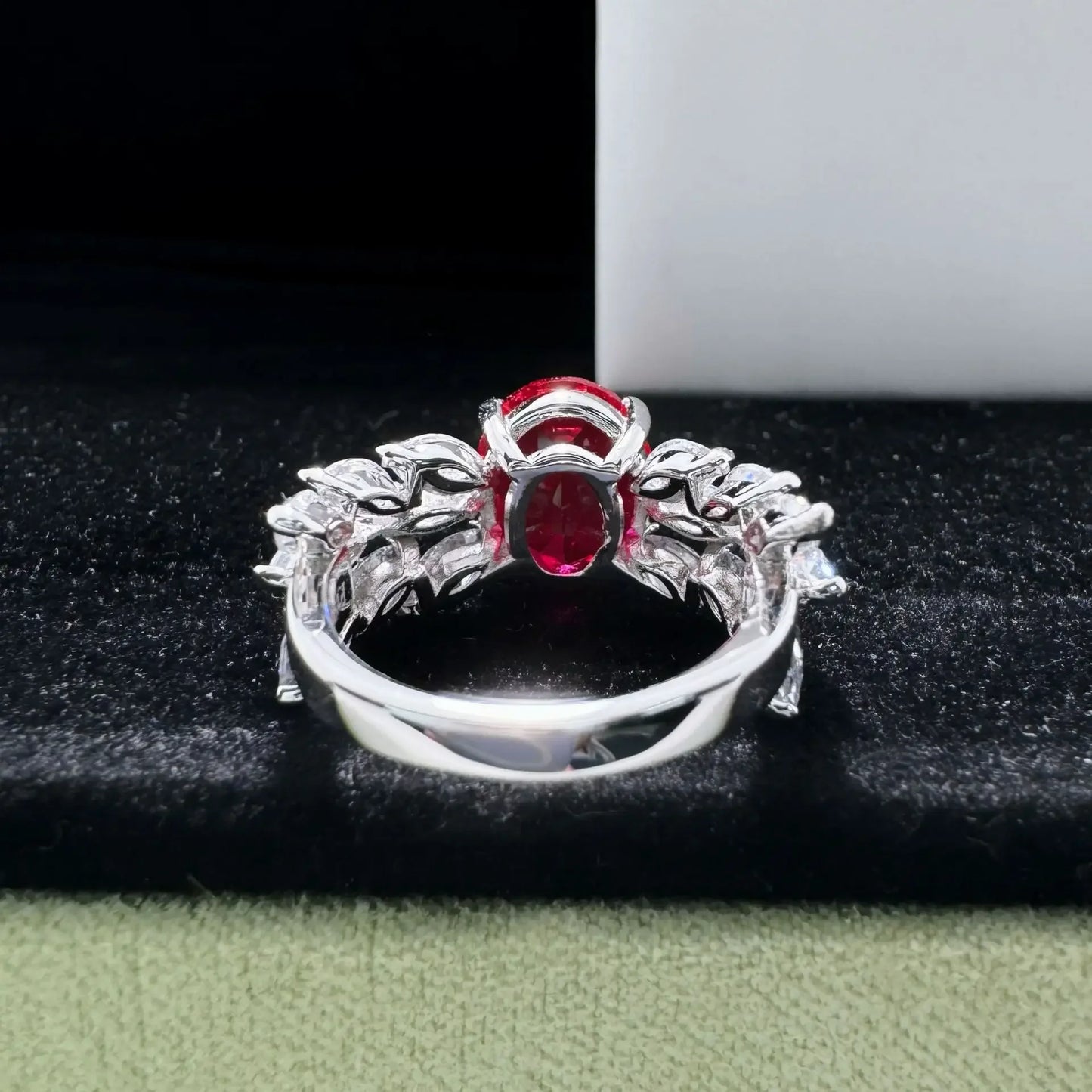 RING-
Solid 14K White Gold AU585 Platinum PT950 Skeleton Diamond Ring 3 Carat Ruby Diamond Ring for Women Gift