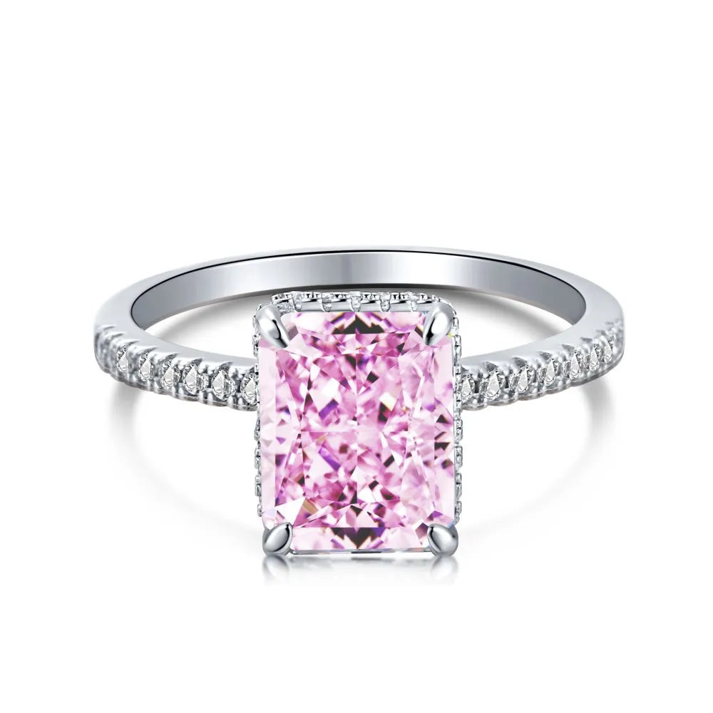 RING
Real 925 Sterling Silver Rose Gold Crushed Ice 4CT Colorful Sapphire Synthetic Moissanite