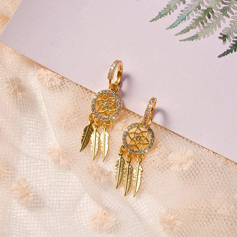 FEATHER EARRING
14k Real Gold Feather Drop Earrings
for Women