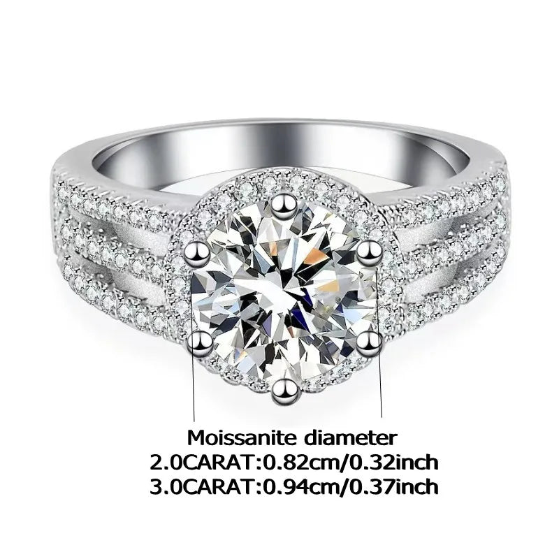 RING
925 Sterling Silver Moissanite Diamond 3 Carat Ring Stylish Niche Design Sense for Girlfriend Proposal Marriage Birthday Gift