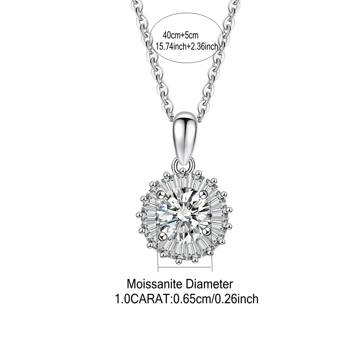 Trini NECKLACE
925 Sterling Silver 1 Carat Moissanite Sunflower Necklace for Men and Women