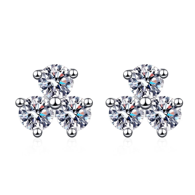 Plum Flower  EARRING
 Moissanite Stud Earrings 0.6CT 18K White Gold Plated Sterling Silver D VVS1 Lab Diamond