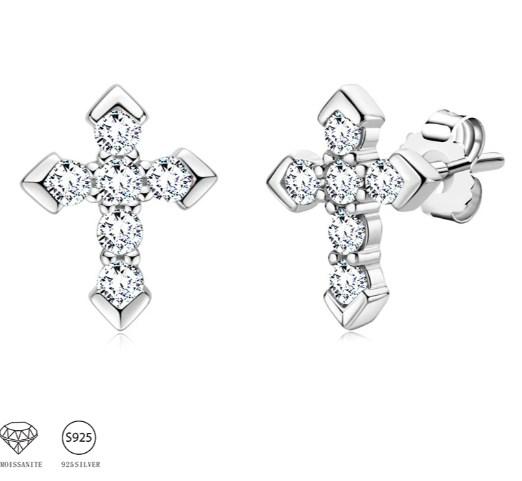 CROSS EARRING
925 Sterling Silver Moissanite Arrow - Couples Men and Women