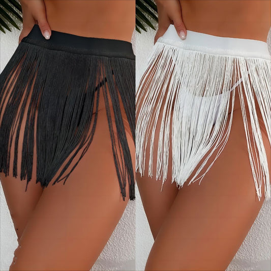 Beach Tassel Little Short Dress Bikini Vacation Swimsuit Half-length Overskirt