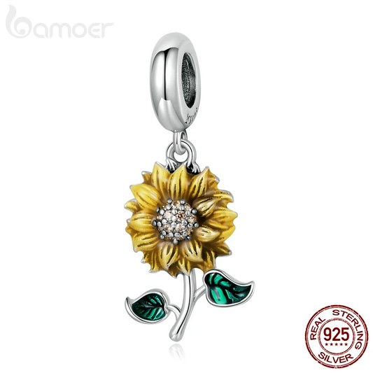 Sunflower Charm Ladybug Pendant 
925 STERLING SILVER fit for Women Original Bracelet or Necklace Fine Jewelry Gift