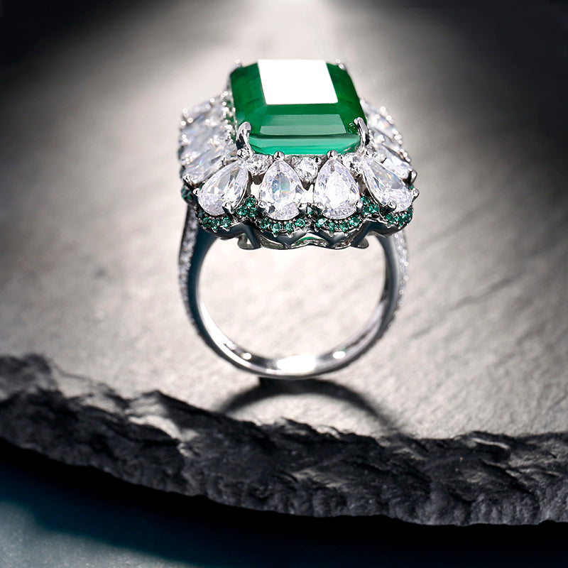 Frosty Sterling Silver Emerald Ring