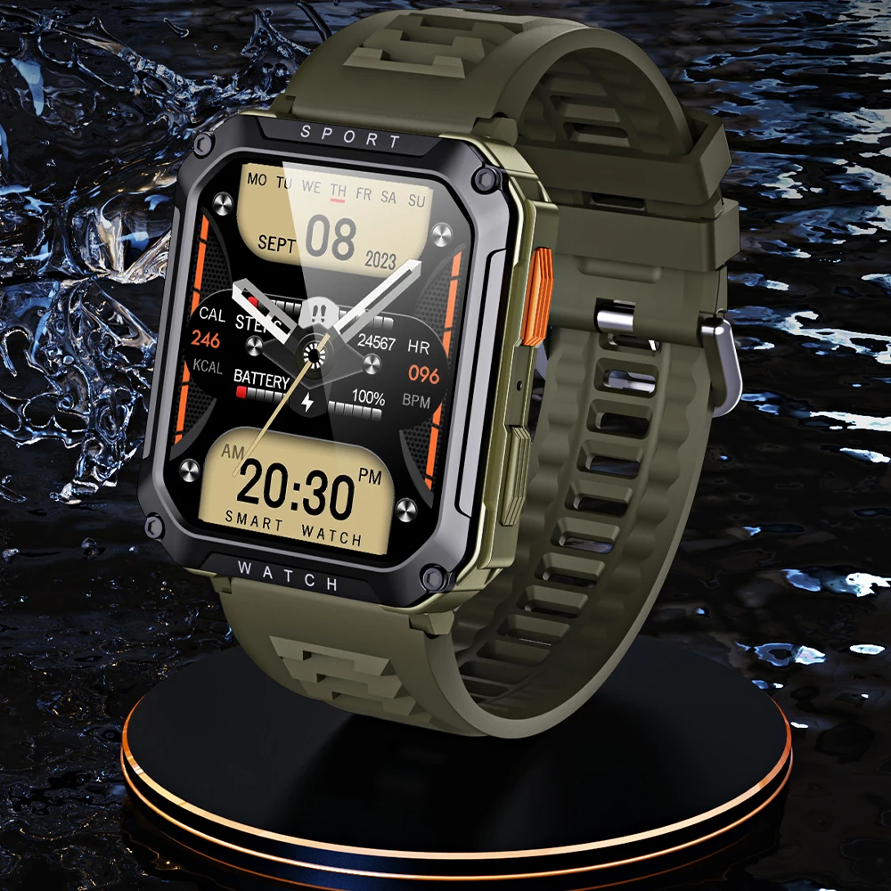 The king -MEN WATCHS
 T8 PRO 2.01 Inch Men's Outdoor Rugged Military BT Call Smart Watch Sports Fitness Tracker Heart Monitor For Android IOS